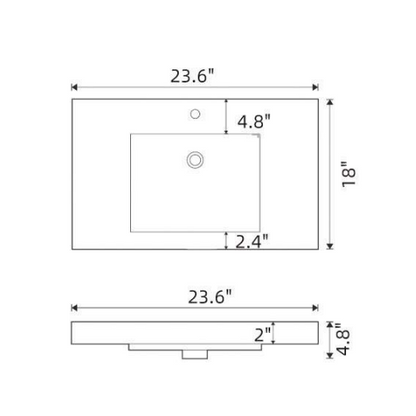 Sleek Intergrated Sink Acrylic Vanity Top