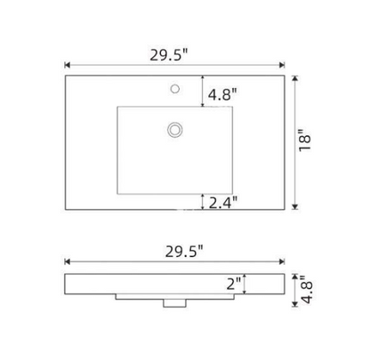 Sleek Intergrated Sink Acrylic Vanity Top