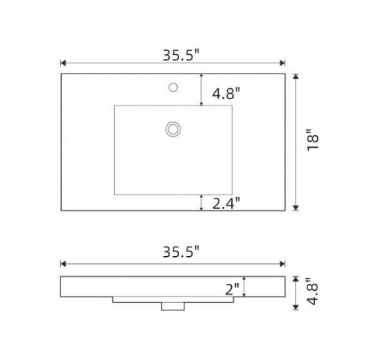 Sleek Intergrated Sink Acrylic Vanity Top