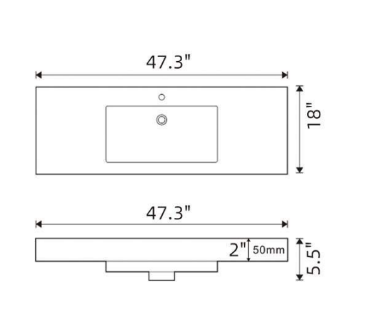 Sleek Intergrated Sink Acrylic Vanity Top