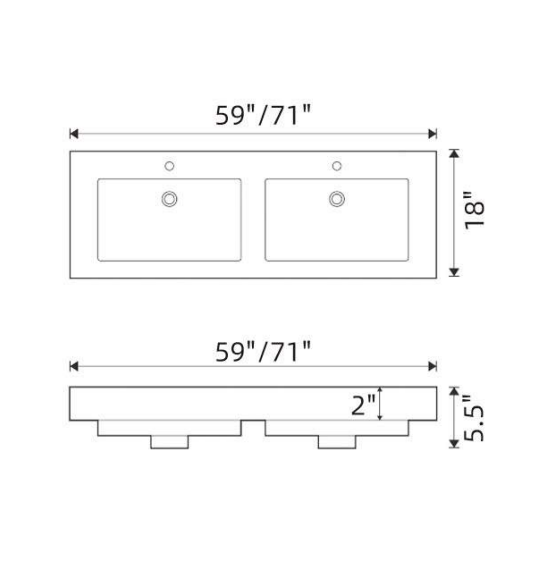 Sleek Intergrated Sink Acrylic Vanity Top