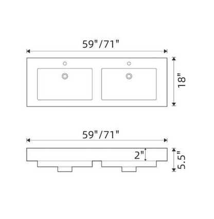 Sleek Intergrated Sink Acrylic Vanity Top