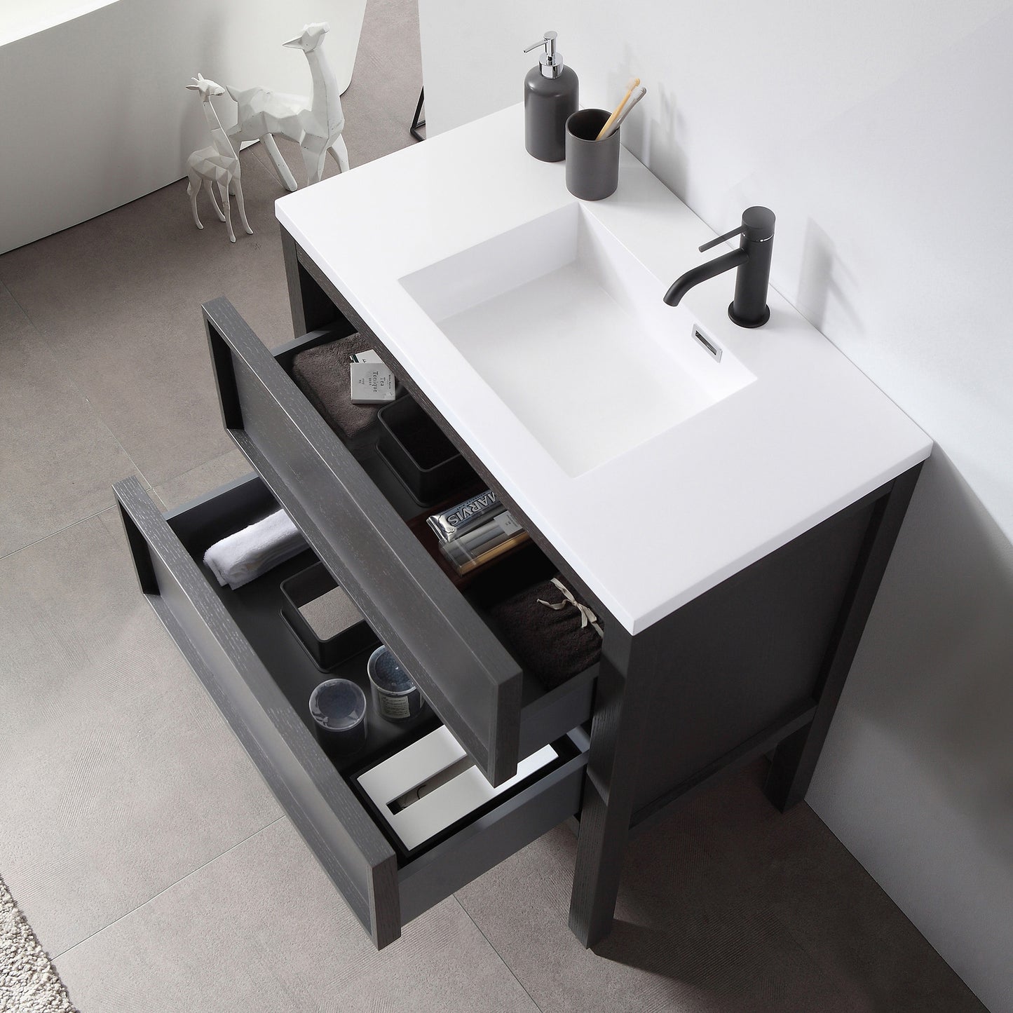 Annecy 24" Freestanding Bathroom Vanity with Acrylic Integrated Sink Top