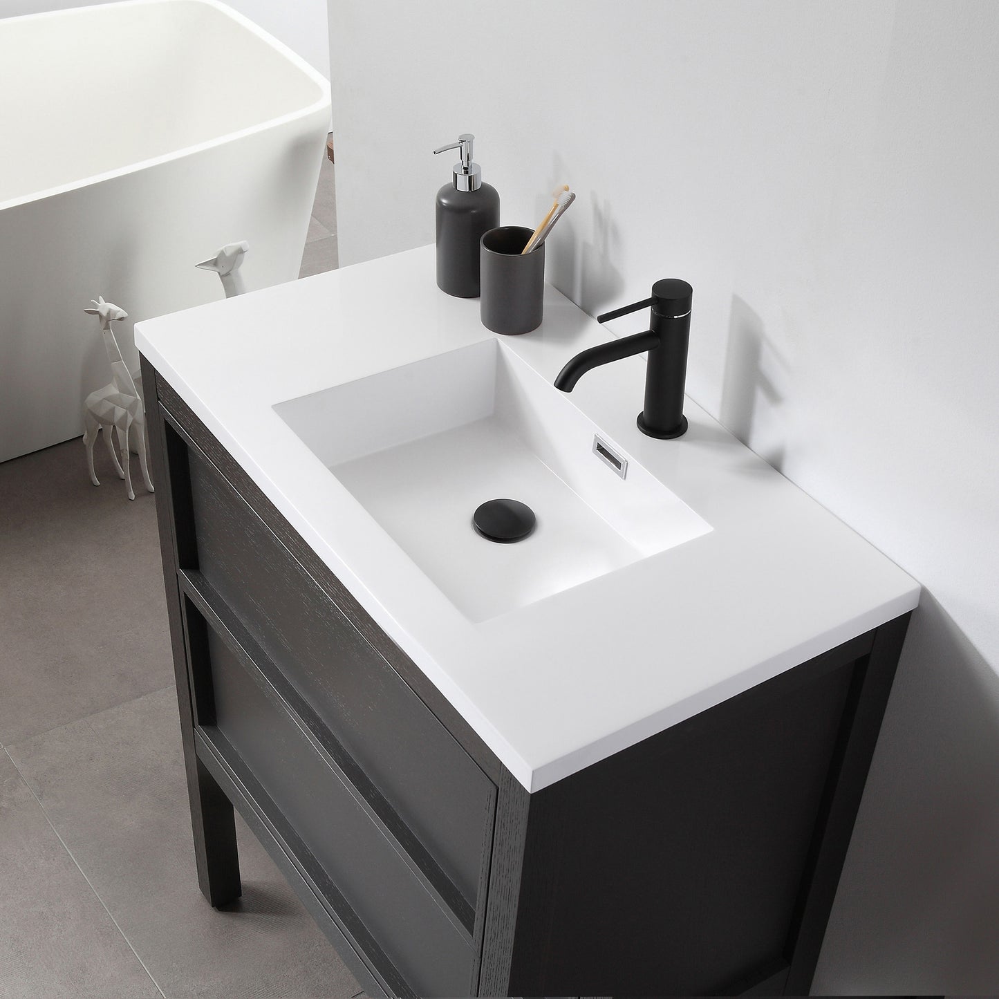 Annecy 24" Freestanding Bathroom Vanity with Acrylic Integrated Sink Top