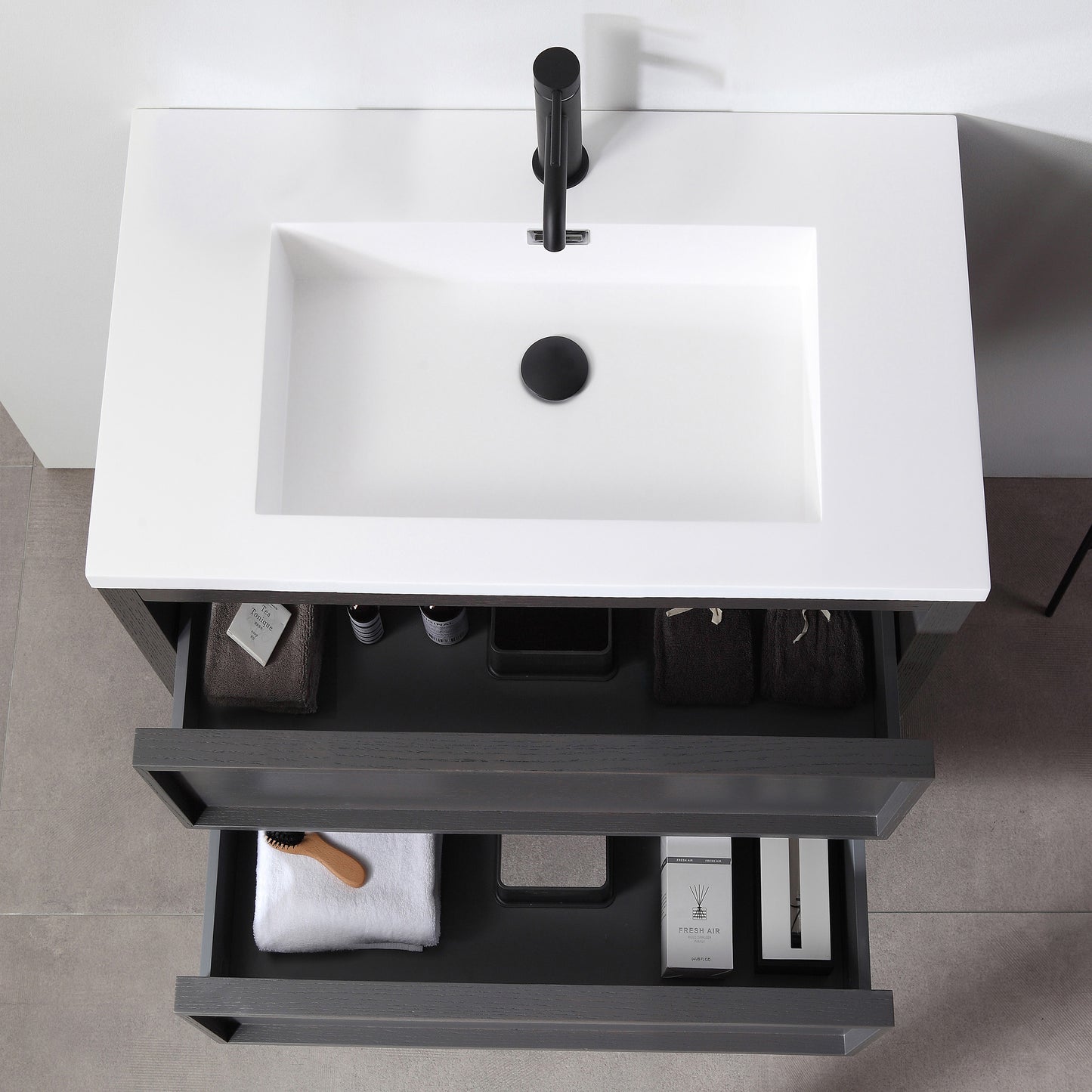 Annecy 24" Freestanding Bathroom Vanity with Acrylic Integrated Sink Top