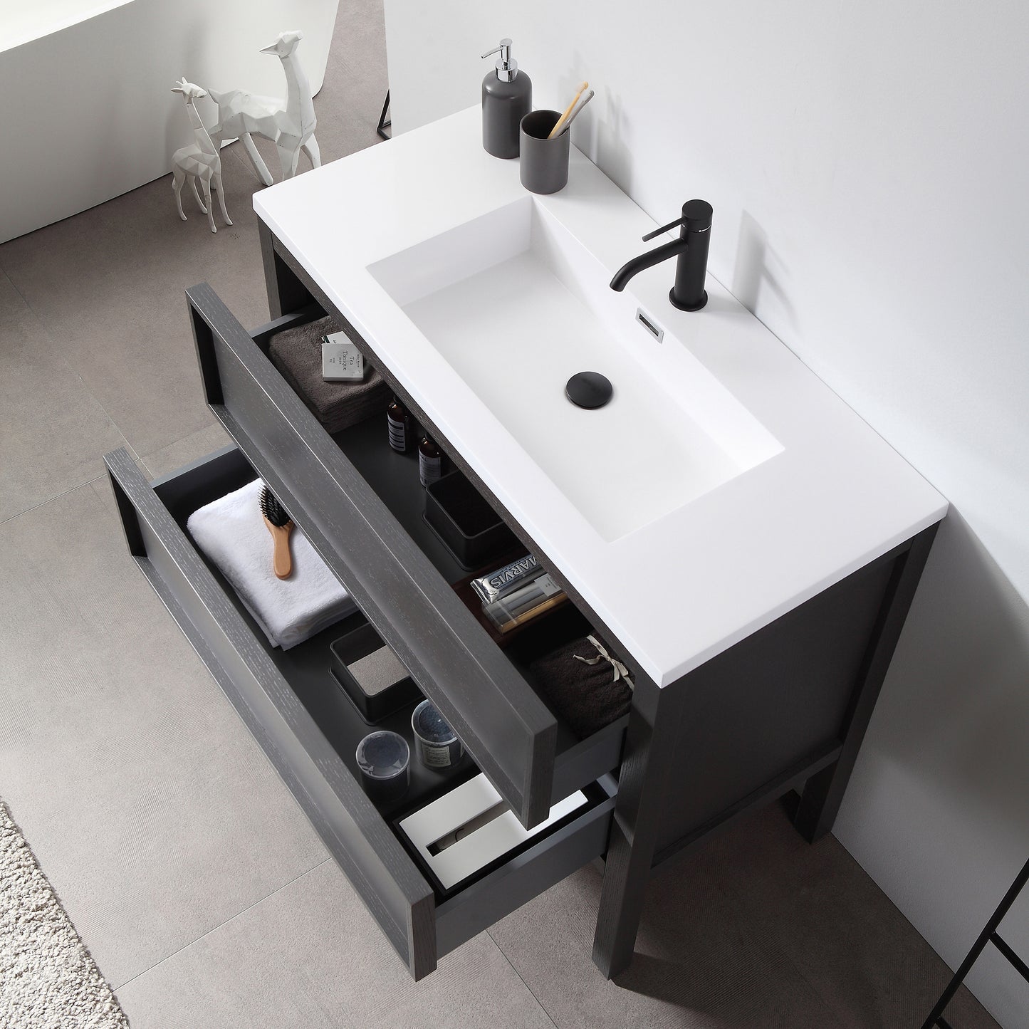 Annecy 36" Freestanding Bathroom Vanity with Acrylic Integrated Sink Top