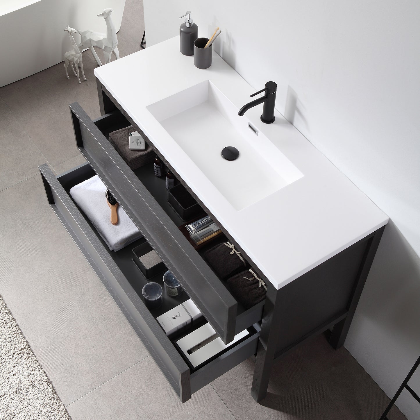 Annecy 48" Freestanding Bathroom Vanity with Acrylic Integrated Sink Top