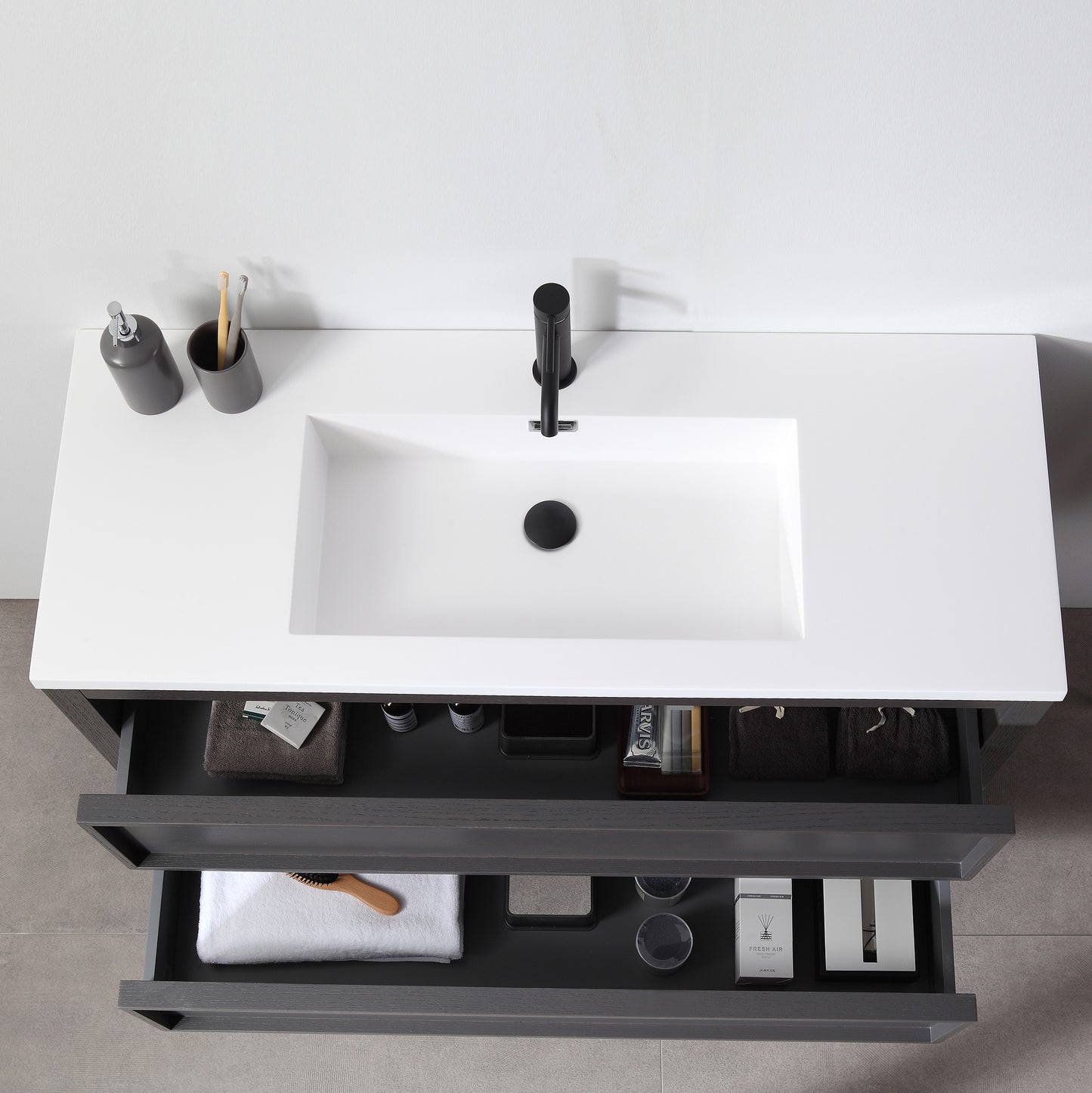 Annecy 48" Freestanding Bathroom Vanity with Acrylic Integrated Sink Top