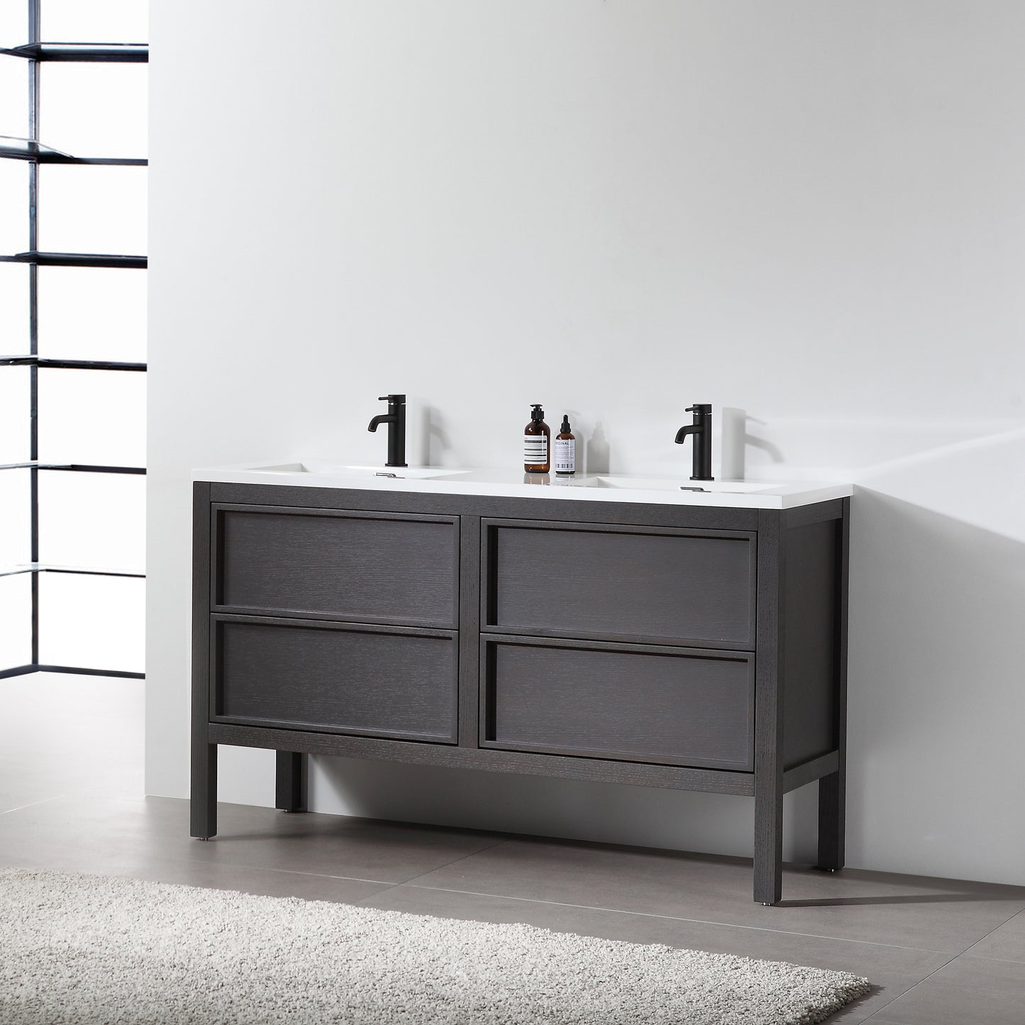 Annecy 55" Freestanding Bathroom Vanity with Acrylic Integrated Sink Top