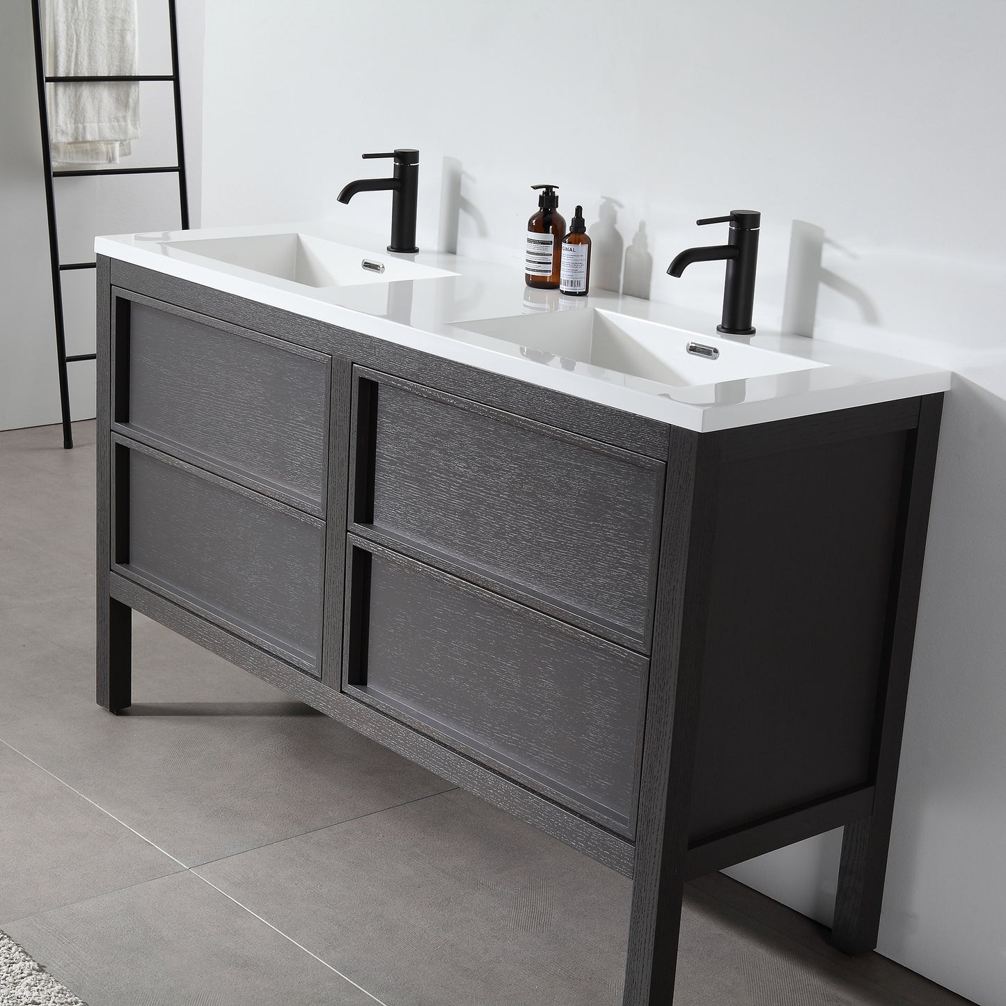 Annecy 55" Freestanding Bathroom Vanity with Acrylic Integrated Sink Top