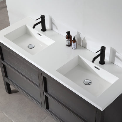 Annecy 55" Freestanding Bathroom Vanity with Acrylic Integrated Sink Top