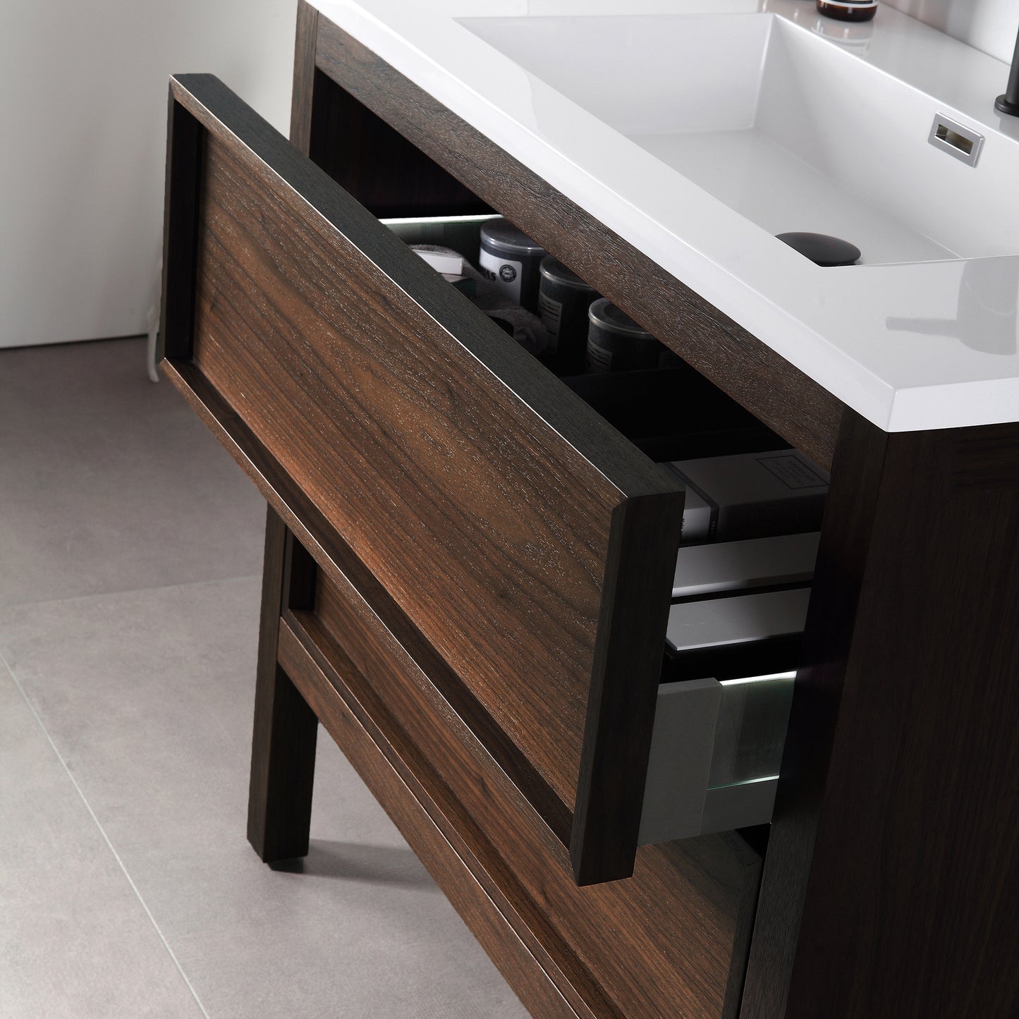 Annecy 48" Freestanding Bathroom Vanity with Acrylic Integrated Sink Top