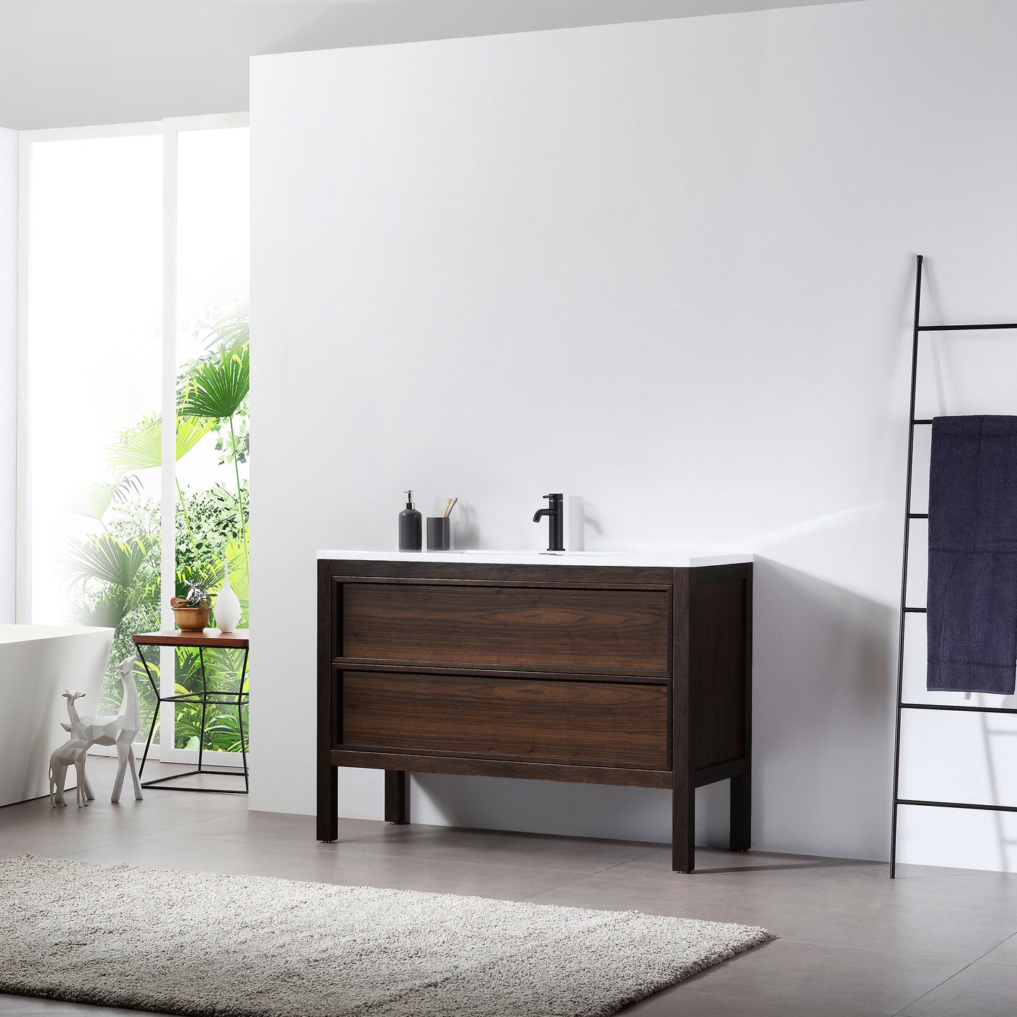 Annecy 48" Freestanding Bathroom Vanity with Acrylic Integrated Sink Top