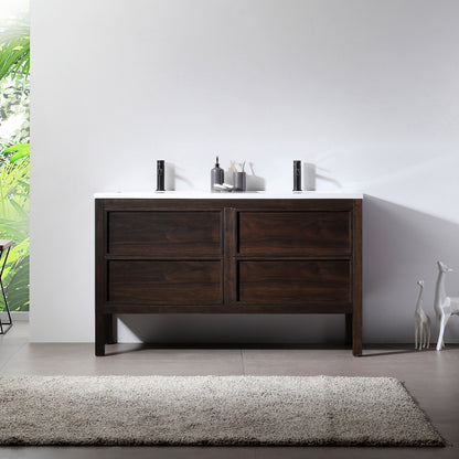 Annecy 55" Freestanding Bathroom Vanity with Acrylic Integrated Sink Top