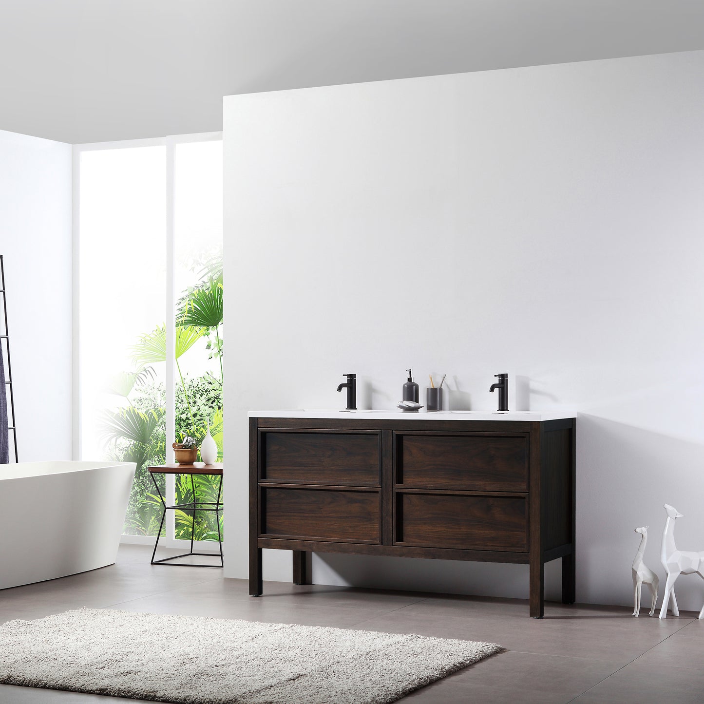 Annecy 55" Freestanding Bathroom Vanity with Acrylic Integrated Sink Top