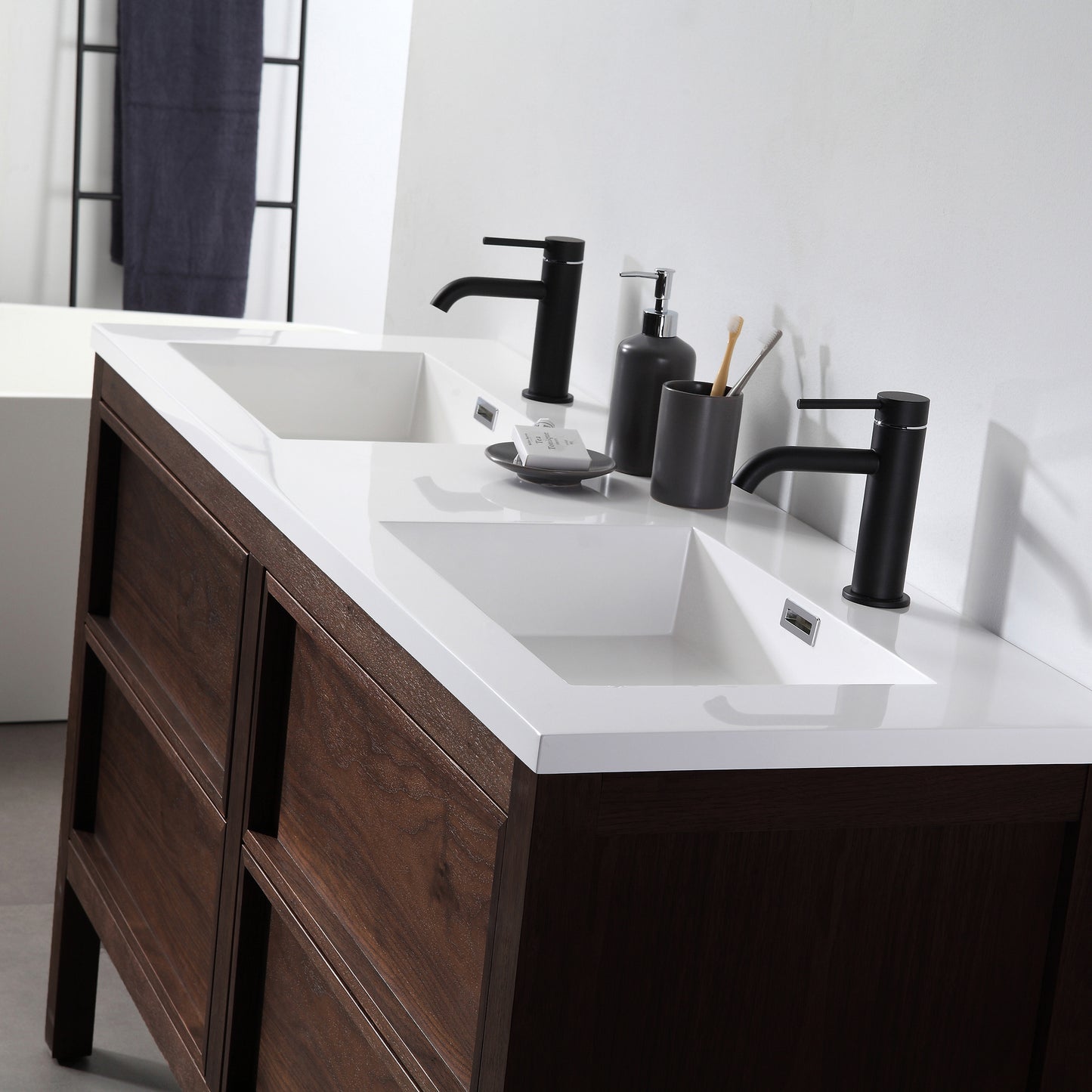 Annecy 55" Freestanding Bathroom Vanity with Acrylic Integrated Sink Top