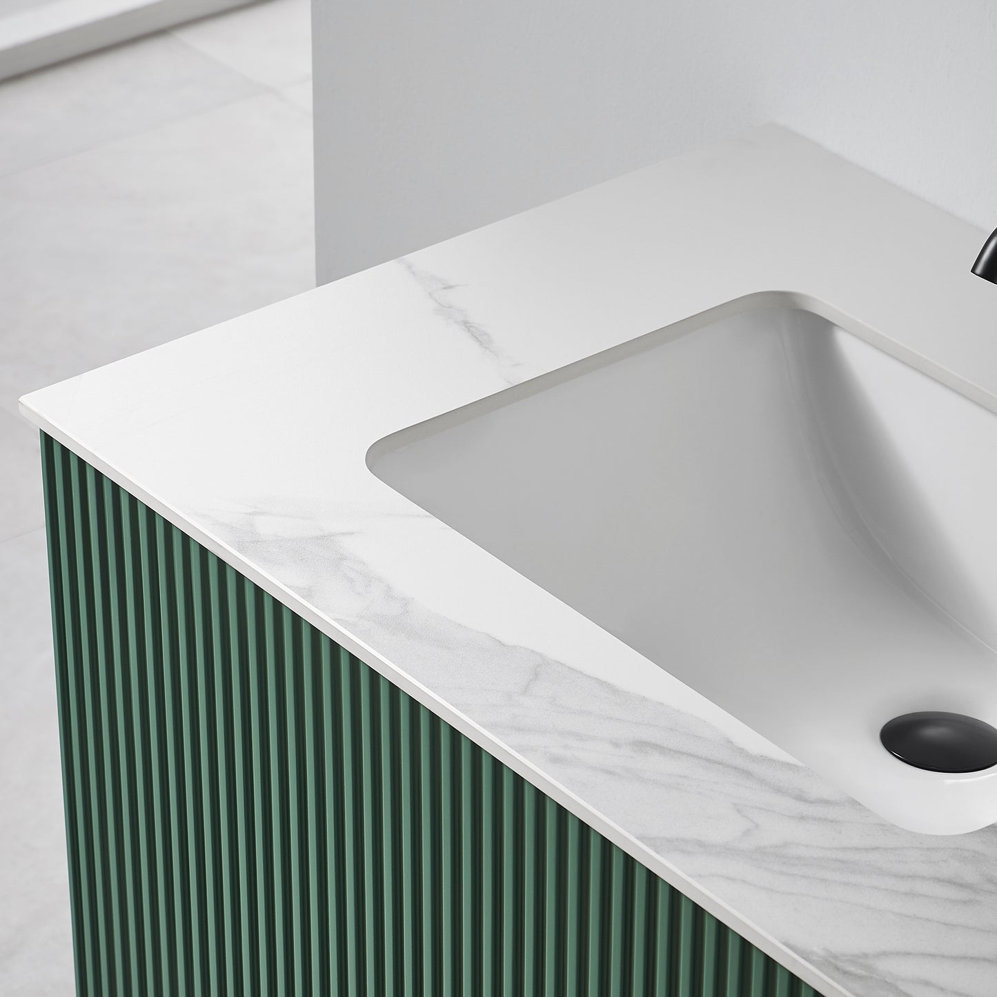 Barcelona 30" Wall Mounted Bathroom Vanity with White Sintered Stone Top and Ceramic Undermount Sink