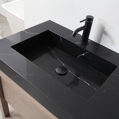 Bibury 60" Freestanding Bathroom Vanity with Black Marquina Quartz Integrated Sink Top