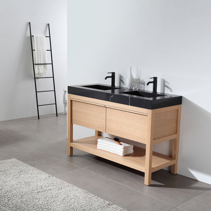 Bibury 48" Freestanding Bathroom Vanity with Black Marquina Quartz Integrated Sink Top