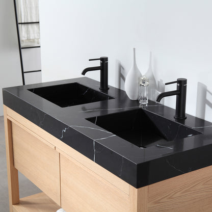 Bibury 48" Freestanding Bathroom Vanity with Black Marquina Quartz Integrated Sink Top