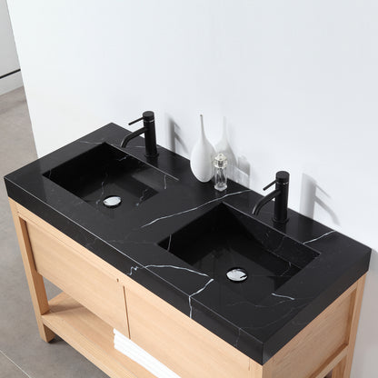 Bibury 48" Freestanding Bathroom Vanity with Black Marquina Quartz Integrated Sink Top