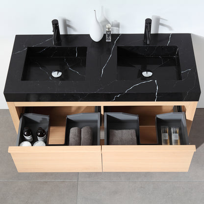 Bibury 48" Freestanding Bathroom Vanity with Black Marquina Quartz Integrated Sink Top