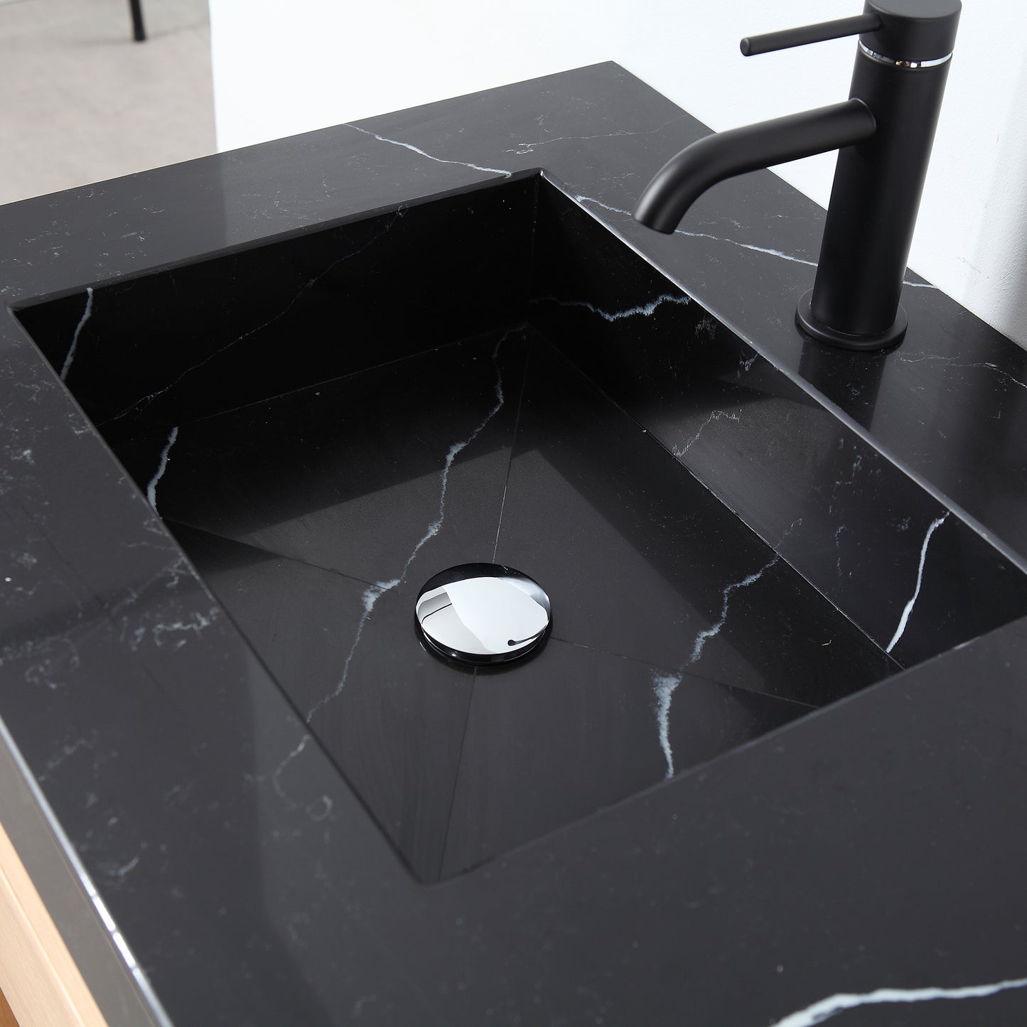 Bibury 48" Freestanding Bathroom Vanity with Black Marquina Quartz Integrated Sink Top