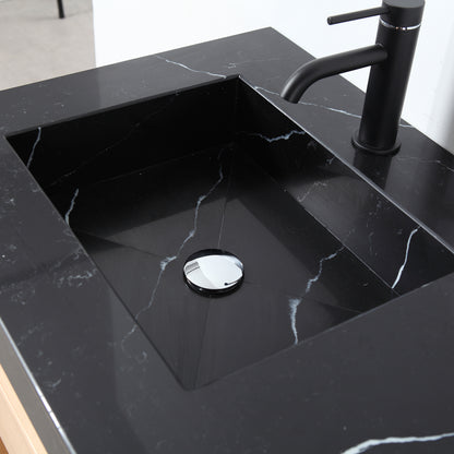 Bibury 60" Freestanding Bathroom Vanity with Black Marquina Quartz Integrated Sink Top