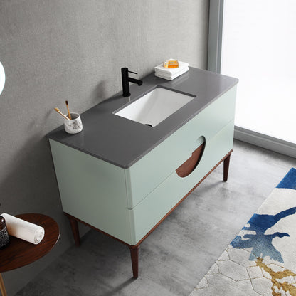 Burano 48" Freestanding Bathroom Vanity with Dark Grey Quartz Top and Ceramic Undermount Sink