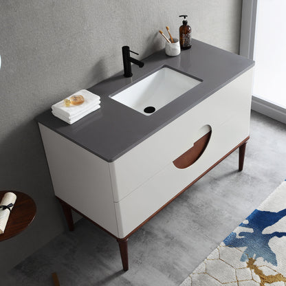 Burano 48" Freestanding Bathroom Vanity with Dark Grey Quartz Top and Ceramic Undermount Sink