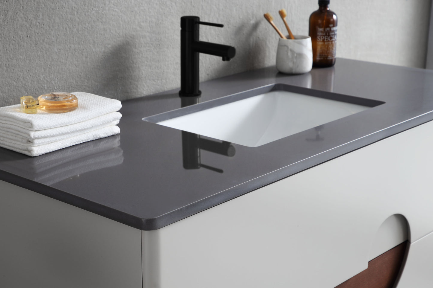 Burano 48" Freestanding Bathroom Vanity with Dark Grey Quartz Top and Ceramic Undermount Sink