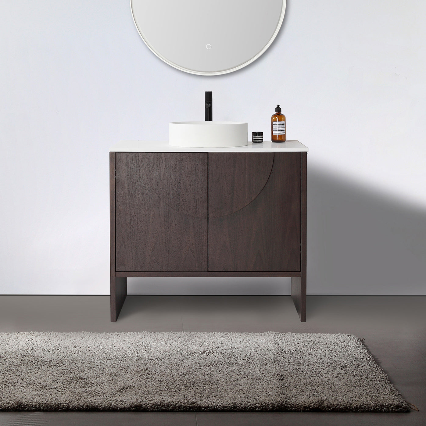 Celle 36" Freestanding Bathroom Vanity with Premium Grade ATH Matte Solid Surface Top and Vessel Sink