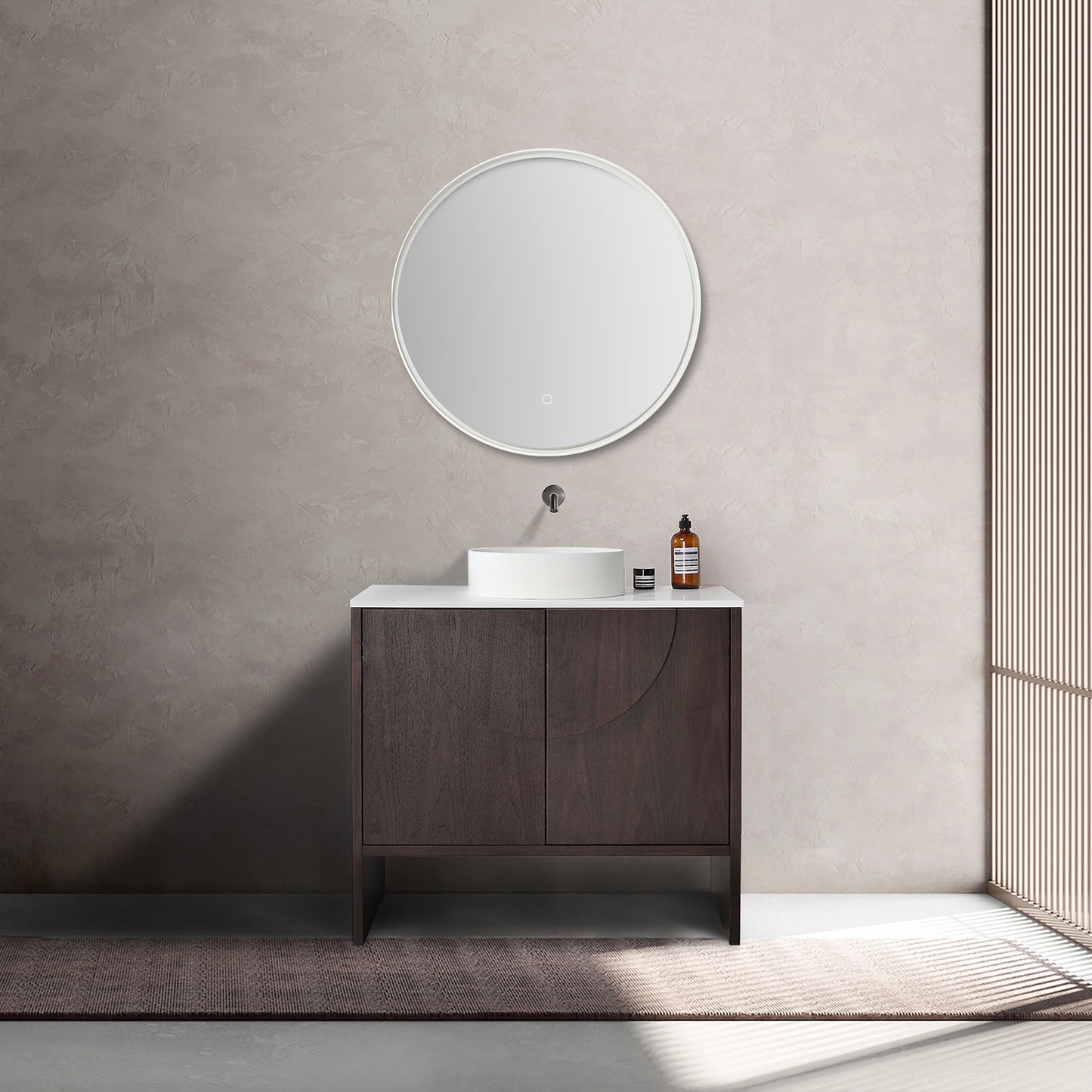 Celle 36" Freestanding Bathroom Vanity with Premium Grade ATH Matte Solid Surface Top and Vessel Sink