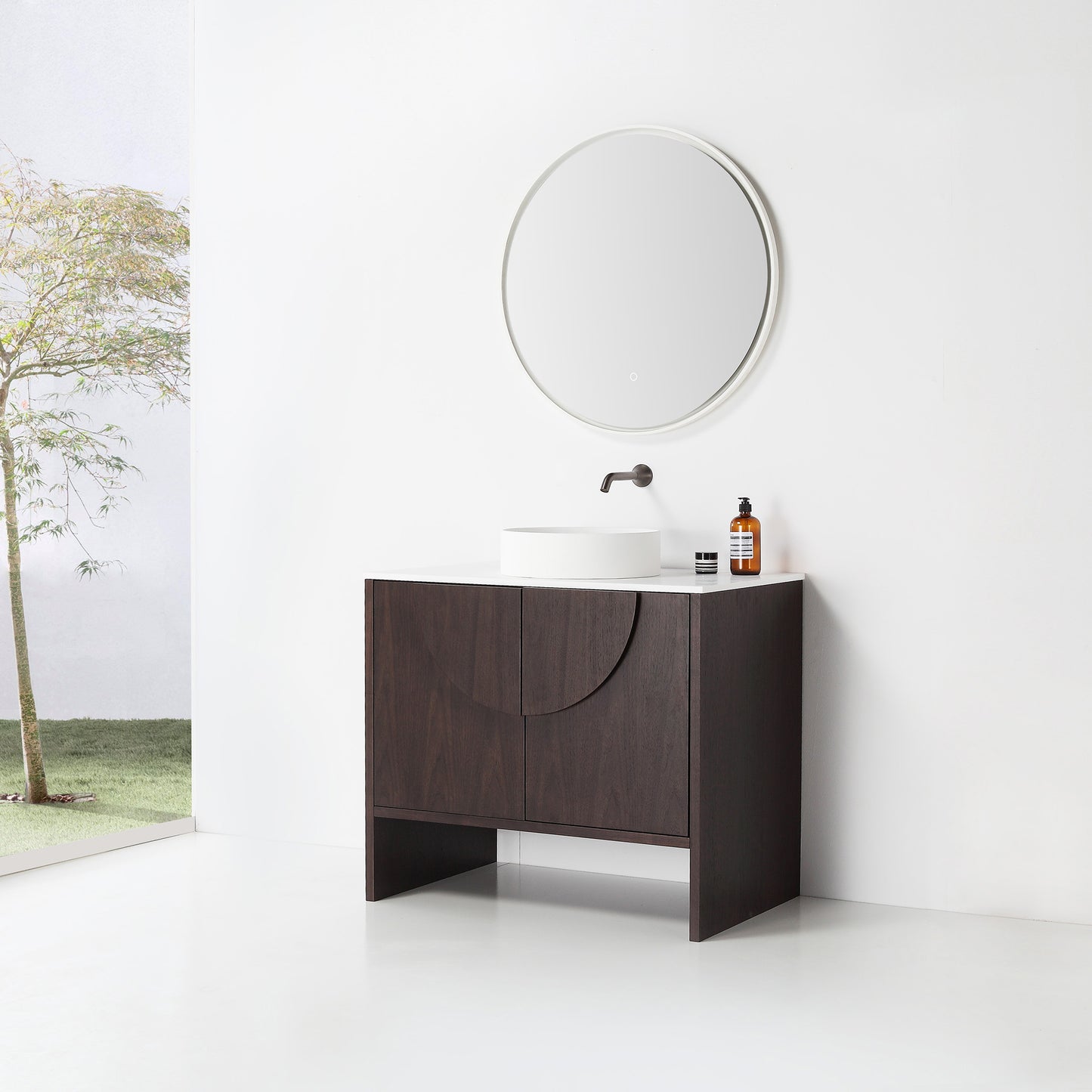 Celle 36" Freestanding Bathroom Vanity with Premium Grade ATH Matte Solid Surface Top and Vessel Sink