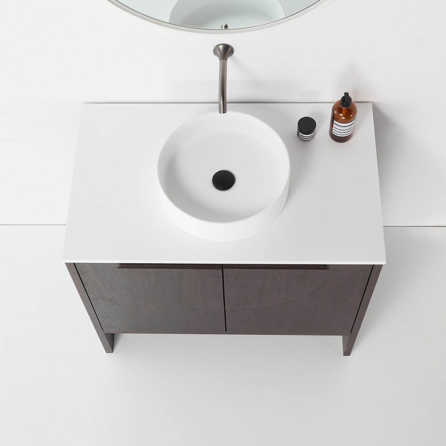 Celle 36" Freestanding Bathroom Vanity with Premium Grade ATH Matte Solid Surface Top and Vessel Sink