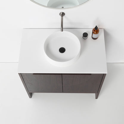 Celle 36" Freestanding Bathroom Vanity with Premium Grade ATH Matte Solid Surface Top and Vessel Sink