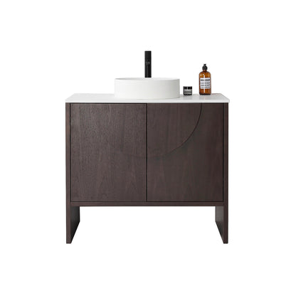 Celle 36" Freestanding Bathroom Vanity with Premium Grade ATH Matte Solid Surface Top and Vessel Sink