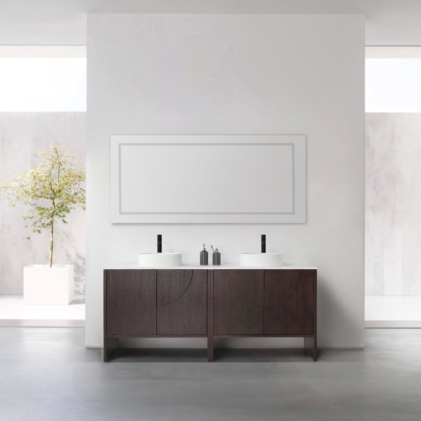 Celle 72" Freestanding Bathroom Vanity with Premium Grade ATH Matte Solid Surface Top and Vessel Sinks