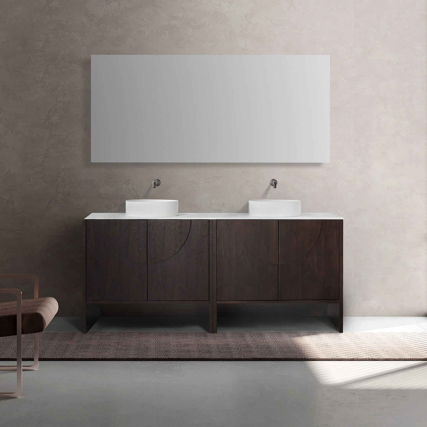 Celle 72" Freestanding Bathroom Vanity with Premium Grade ATH Matte Solid Surface Top and Vessel Sinks