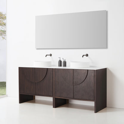 Celle 72" Freestanding Bathroom Vanity with Premium Grade ATH Matte Solid Surface Top and Vessel Sinks