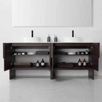 Celle 72" Freestanding Bathroom Vanity with Premium Grade ATH Matte Solid Surface Top and Vessel Sinks