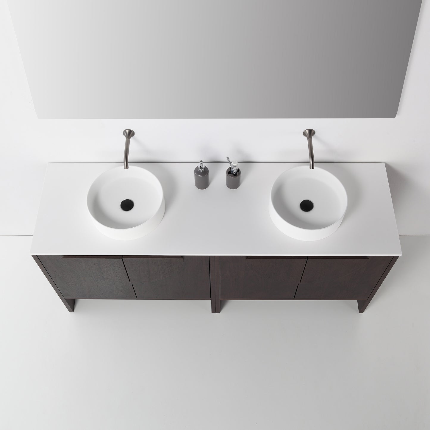 Celle 72" Freestanding Bathroom Vanity with Premium Grade ATH Matte Solid Surface Top and Vessel Sinks