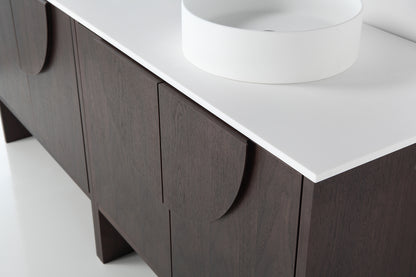 Celle 72" Freestanding Bathroom Vanity with Premium Grade ATH Matte Solid Surface Top and Vessel Sinks