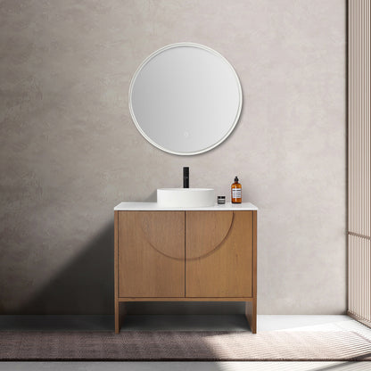 Celle 36" Freestanding Bathroom Vanity with Premium Grade ATH Matte Solid Surface Top and Vessel Sink