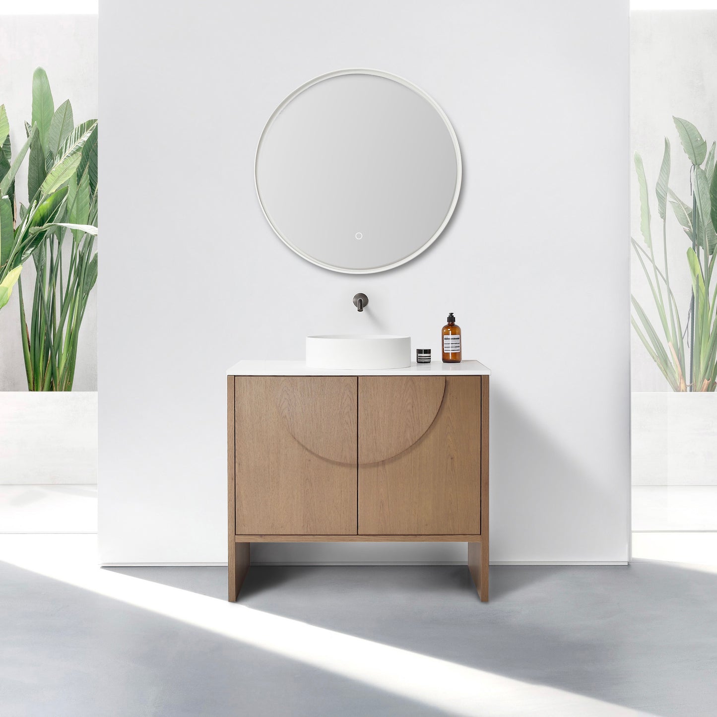 Celle 36" Freestanding Bathroom Vanity with Premium Grade ATH Matte Solid Surface Top and Vessel Sink