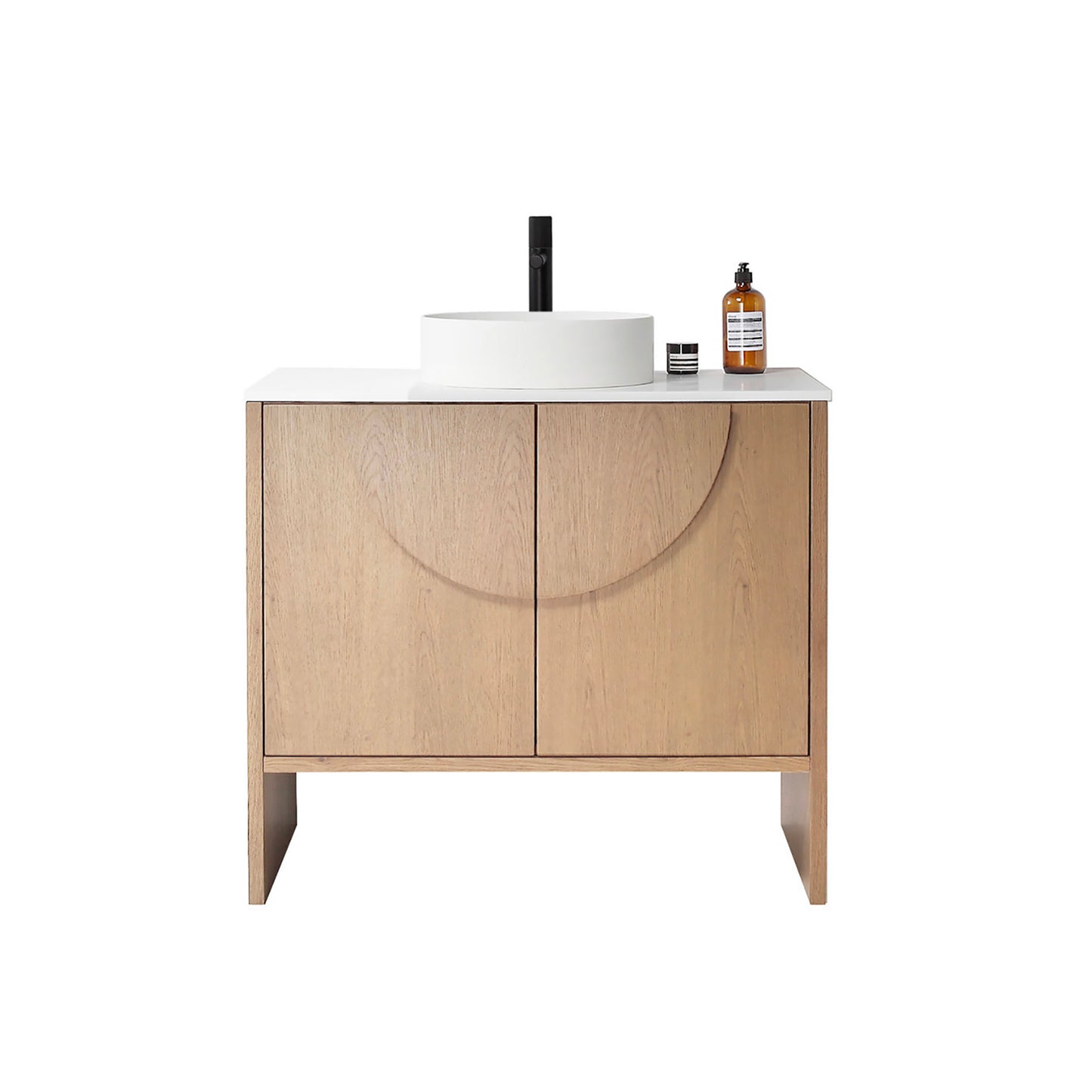 Celle 36" Freestanding Bathroom Vanity with Premium Grade ATH Matte Solid Surface Top and Vessel Sink