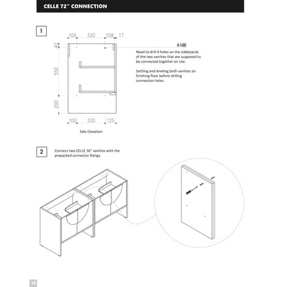 Celle 72" Freestanding Bathroom Vanity with Premium Grade ATH Matte Solid Surface Top and Vessel Sinks