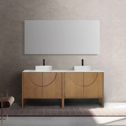 Celle 72" Freestanding Bathroom Vanity with Premium Grade ATH Matte Solid Surface Top and Vessel Sinks