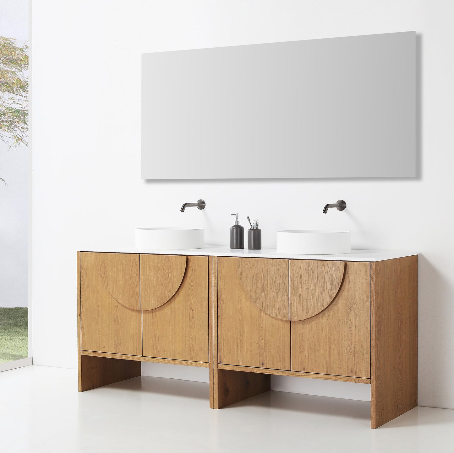 Celle 72" Freestanding Bathroom Vanity with Premium Grade ATH Matte Solid Surface Top and Vessel Sinks