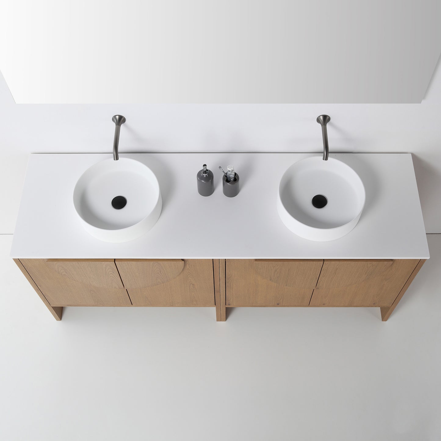 Celle 72" Freestanding Bathroom Vanity with Premium Grade ATH Matte Solid Surface Top and Vessel Sinks